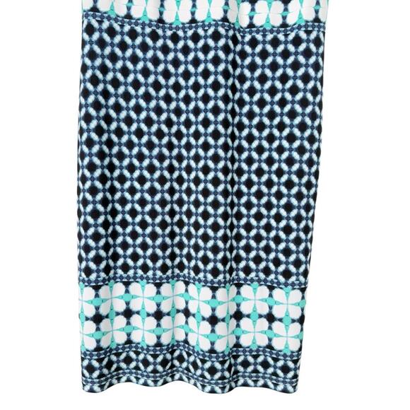 Joseph Ribkoff Blue Geo Print Sheath Midi‎ Dress V-Neck Sleeveless, Size 14 - Picture 6 of 11